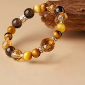 【 Energetic Protection】 Natural Yellow Crystal with Tiger Eye Stone for women's Bracelet