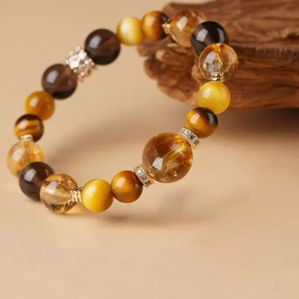 【 Energetic Protection】 Natural Yellow Crystal with Tiger Eye Stone for women's Bracelet