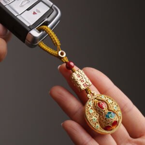 【Swiveling Guardian】Safe Miles with Every Turn Handmade woven rope with brass gold plating