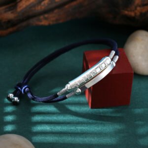 【Inner Power】Men's artistic retro cult hand rope silver bracelet that invite luck and prosperity