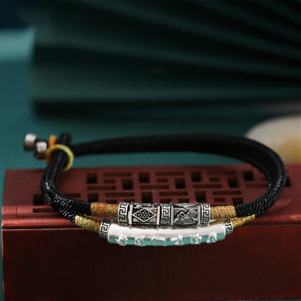【Inner Power】Men's artistic retro cult hand rope silver bracelet that invite luck and prosperity - Image 2
