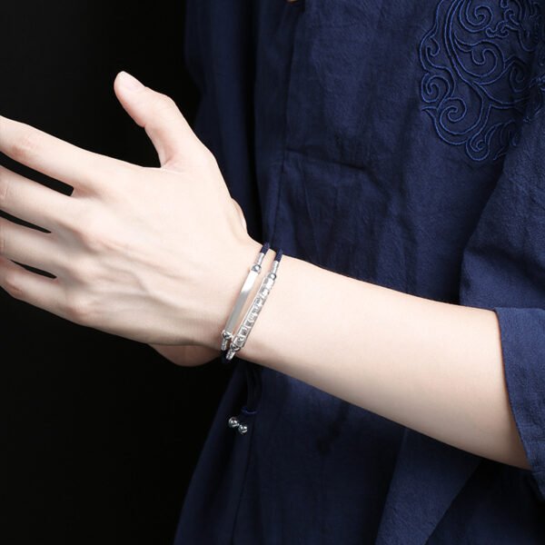 【Inner Power】Men's artistic retro cult hand rope silver bracelet that invite luck and prosperity - Image 4