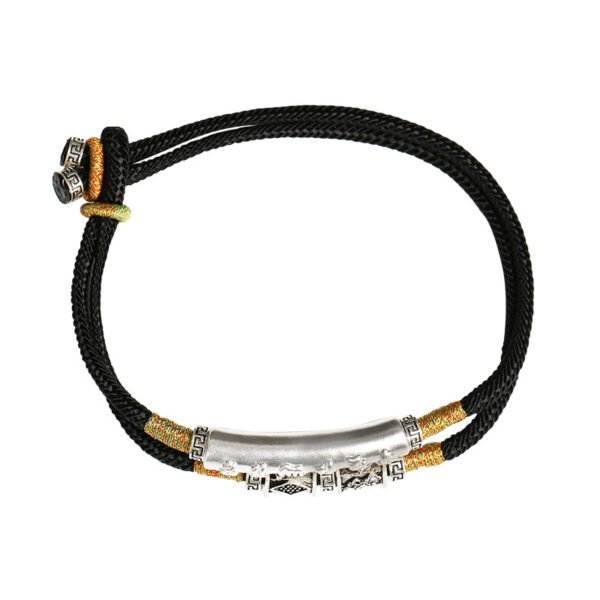 【Inner Power】Men's artistic retro cult hand rope silver bracelet that invite luck and prosperity - Image 5